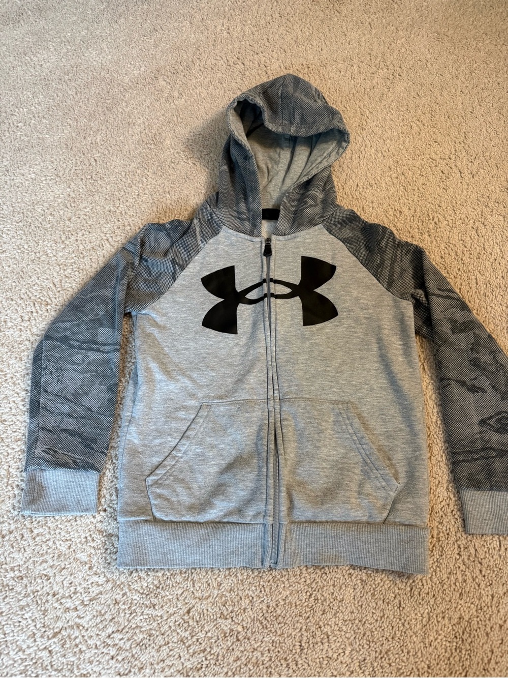 Under Armour Grey Zip-Up Hoodie with Black Logo